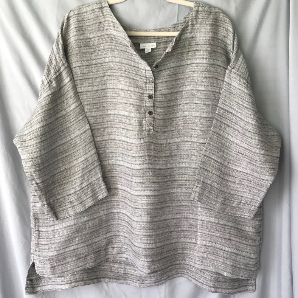 Linen pureJill Striped kimono with pockets 1X